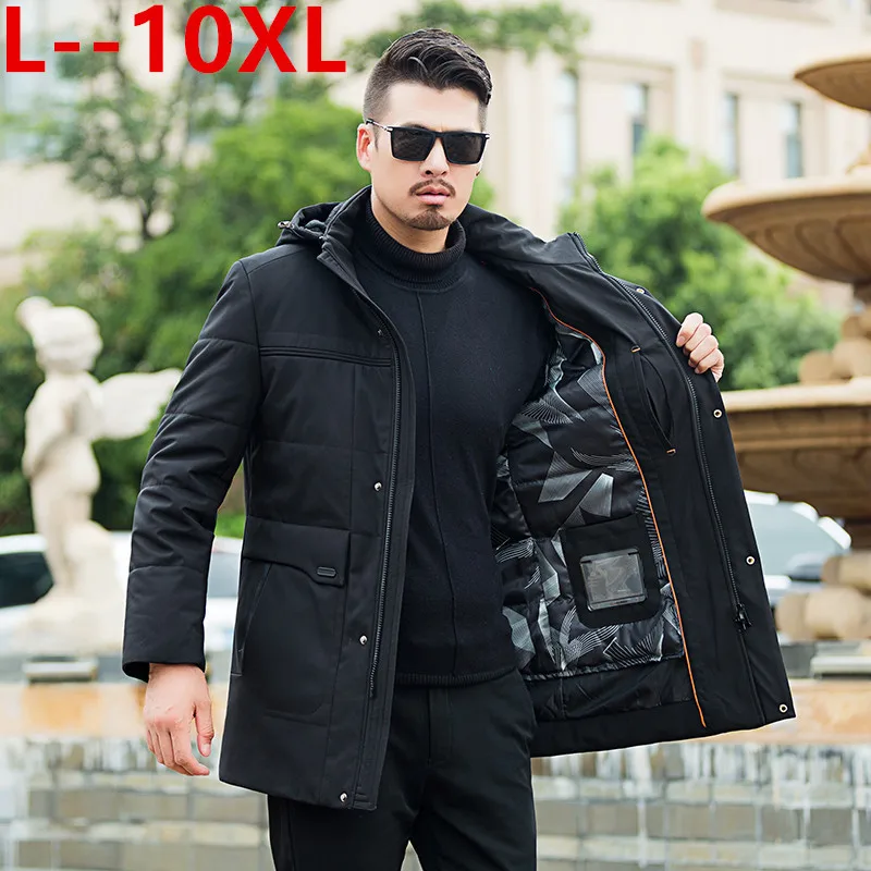 Новинка зимняя длинная пуховая куртка больших размеров 10XL 8XL 6XL 5XL Мужская