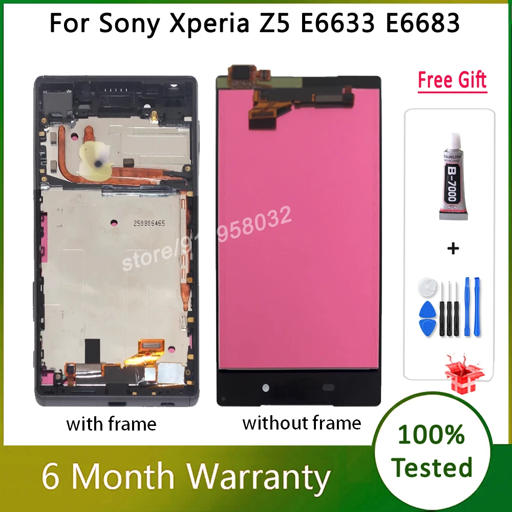 Schermi Da 5.2 "Per Sony Xperia Z5 E6683 Display Lcd Touch Digitizer Assembly Con Riparazione Del Telaio Per Sony Xperia Z5 E6633 E6653