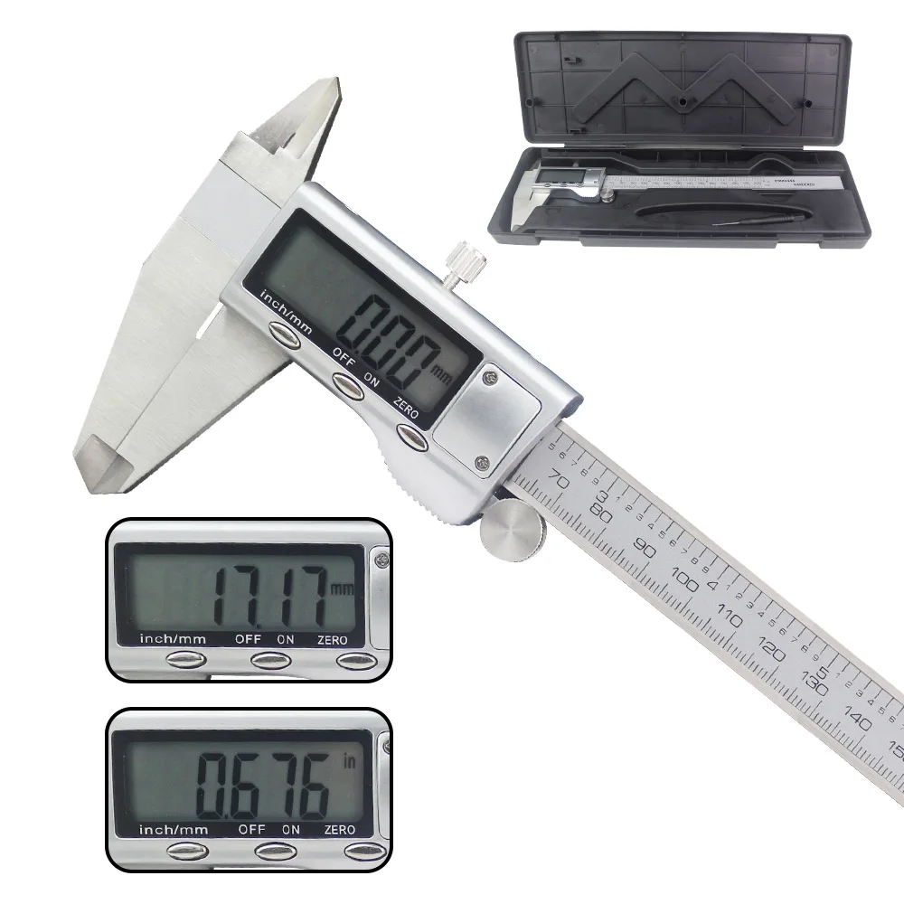 6" 150mm Stainless Steel Electronic Digital Vernier Caliper Micrometer Guage LCD