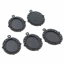 6 шт. 13x18 мм Внутренний размер черный простой стиль Камея Кабошон основа Установка Подвески ожерелье Фурнитура(D2-73