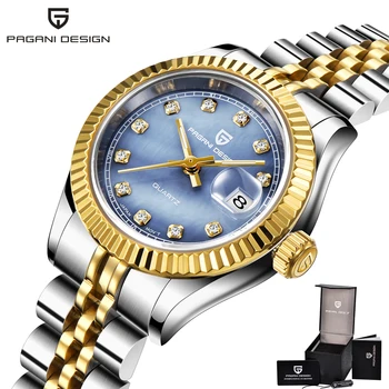 

Diamond Watch for Women Pagani Design Quartz Womens Watches Gold Silver Bracelet Fashion Ladies Wristwatches Female Clock