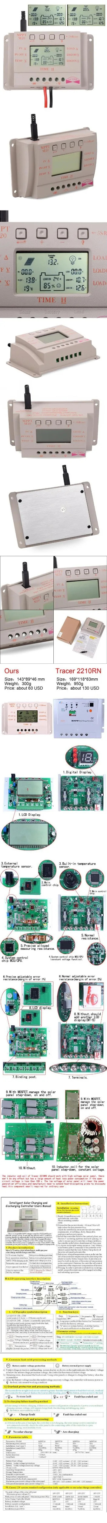 Sun yoba контроллер солнечного зарядного устройства lcd 10/20A MPPT солнечная панель регулятор заряда батареи 12 В/24 В 260 Вт/520 Вт
