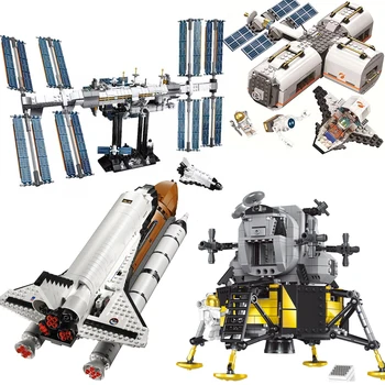 

Ideas Series International Space Station The Apollo 11 Lunar Lander Model Building Blocks Creator 21321 10266 Toys for children