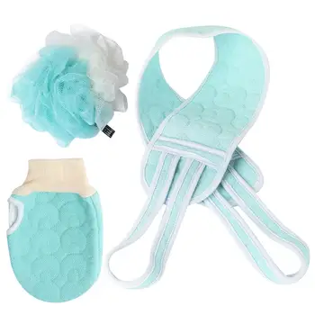 

3pcs/1 Set of Fashion Bathing Gloves Body Shower Ball Back Strip for Household