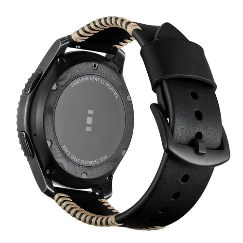 black 46 мм кожаный ремешок для часов samsung gear S3 Frontier/Классический 22 мм браслет на запястье сменный браслет наручных часов ремень запястье - Цвет ремешка: black