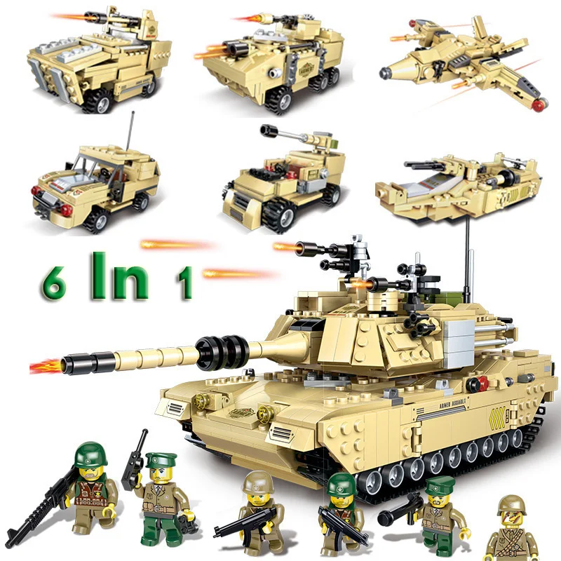 Вторая мировая война Военная серия 6 в 1 армия США M1A2 Abrams основной боевой танк