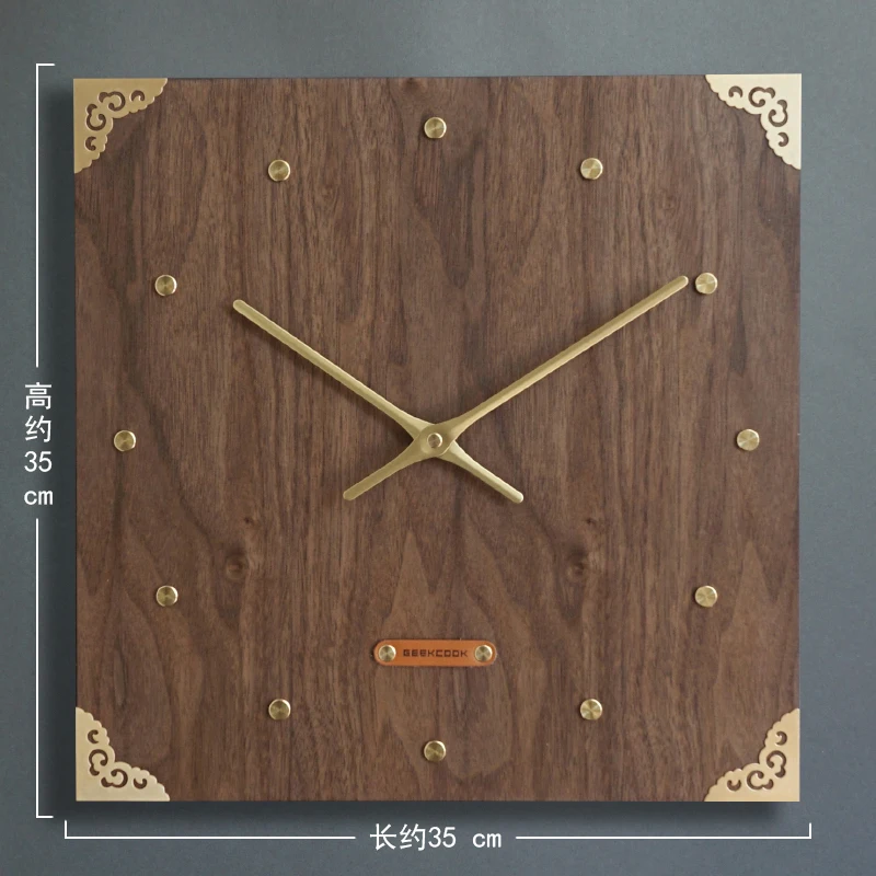 Китайские винтажные маятниковые деревянные настенные часы немой гостиной кварцевые часы креативные часы искусственные домашние деревянные часы Ретро часы C6T - Цвет: Square