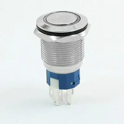 

Green LED Light 12V Momentary Metal Flat Button Switch NO NC AC250V 5A