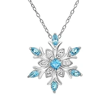 Роскошное серебряное ожерелье с голубым кристаллом снежного хлопья, подвески, ювелирные изделия для женщин и девушек, лучший подарок, ювелирные изделия в стиле бохо, Прямая поставка