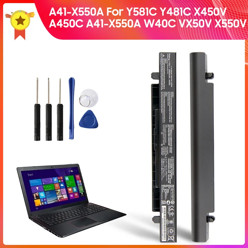 

Replacement Battery For Y581c Y481c X450v X550v A41-X550a W40c A450VB A450VC A450VE A550C A450C battery Original +tools 2950mAh