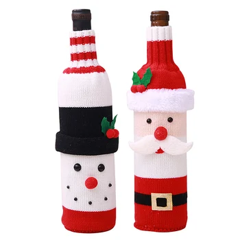 

2 Pcs Christmas Wine Bottle Cover Knitted Sweater Covers Set for Christmas Decorations