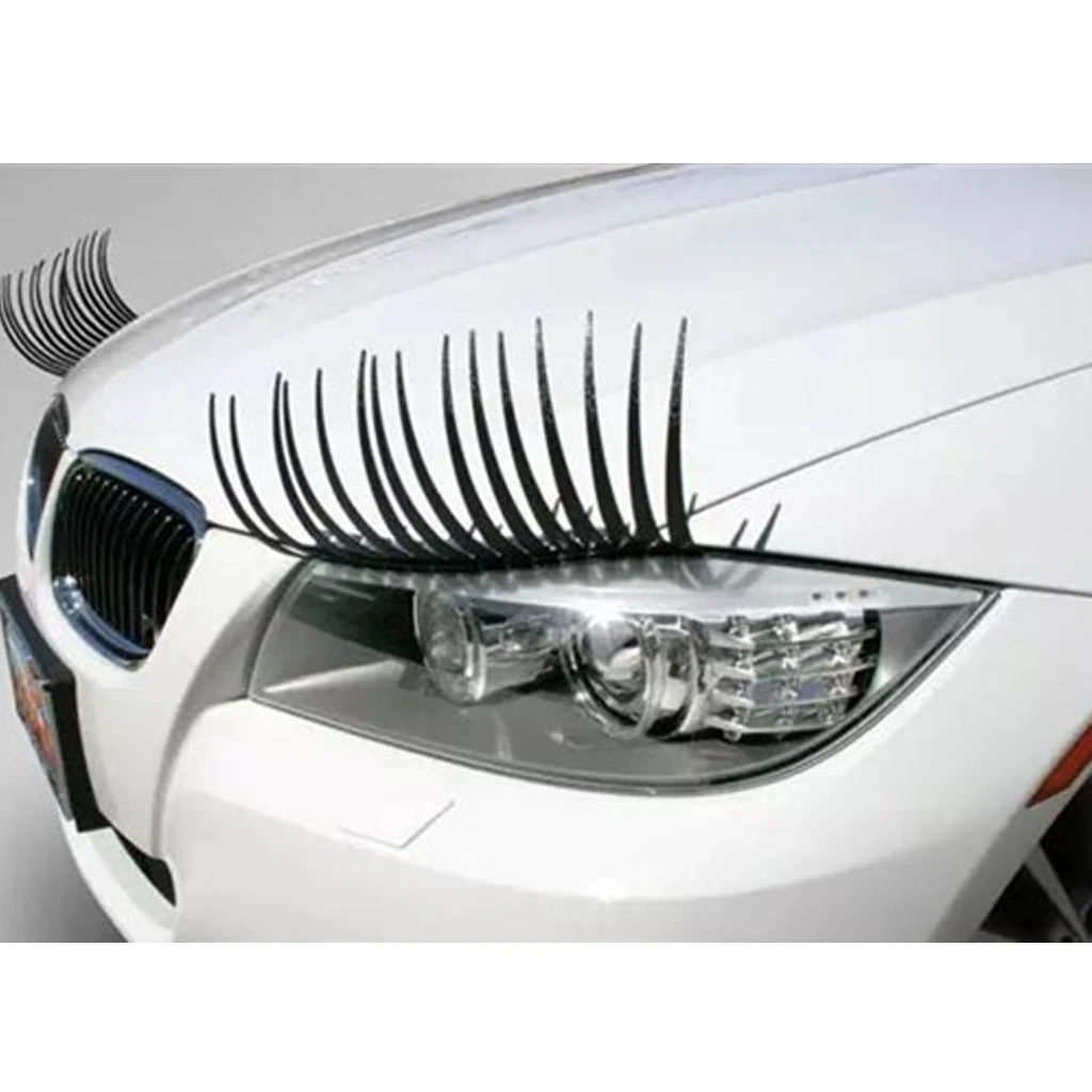 2pc Headlight Black Eyelash Sticker Car Eyelashes Car False Eyelashes