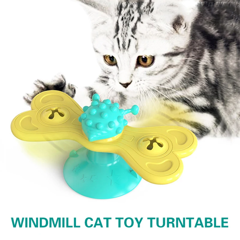 Windmill Cat Toy Interactive Puzzle Training Whirling Turntable Ball With Catnip Interactive Scratching Tickle Toys Cat Supplies