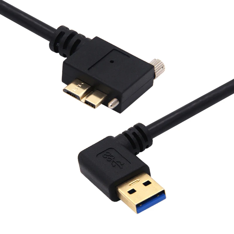 USB Charging Cable USB 3.0 Male to USB3.0 Micro/B Male 90 Degree Angled Lock Screws Mount 0.3m/1m/1.8m/3m