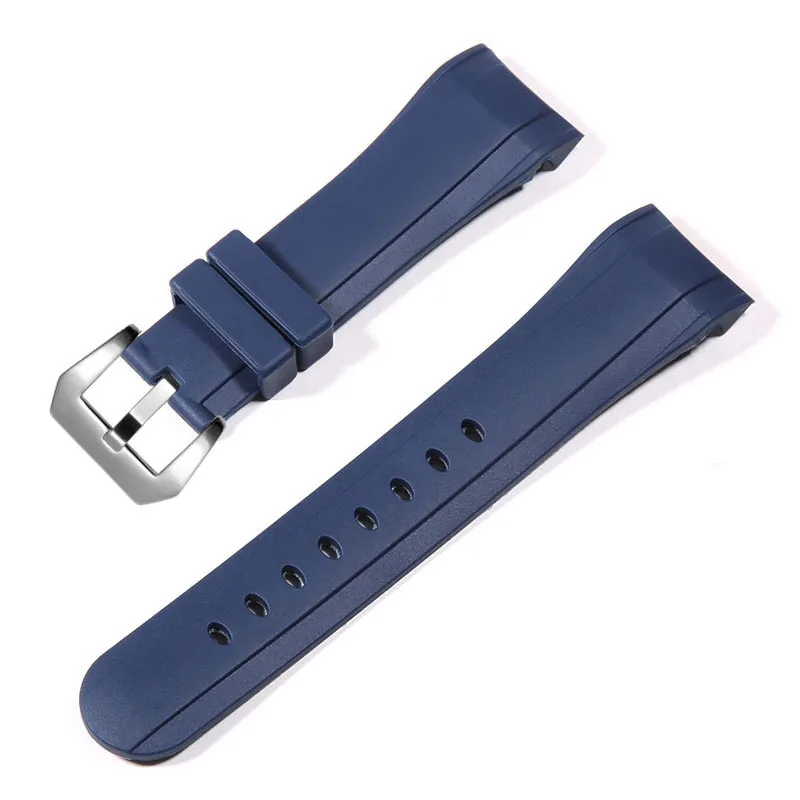 Pulseira de Silicone para Graham Pulseira de Borracha com Fivela de Aço Luxo Azul Preto Cinta Corrida Curd Inoxidável 24mm