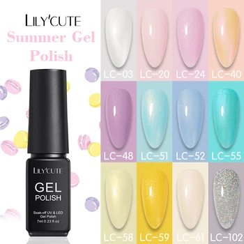 

LILYCUTE 7ml Summer Color Gel Nail Polish Glitter Shining Semi Permanent Long Lasting Soak Off UV Gel Varnish Nail Art Design