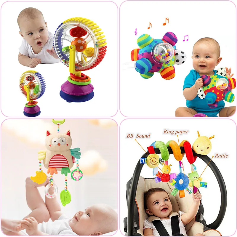 Мягкие детские игрушки 0-12 месяцев Музыкальная подвеска на коляску кроватку спиральная детская сенсорная развивающая игрушка для погремушки для новорожденного ребенка кровать колокольчик