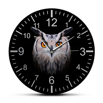 

Geometric Owl Head Modern Wall Clock Scandinavian Style Polygon Owl Home Decor Silent Hanging Clock Wall Watch Owl Lover Gift