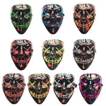 

Led Mask Halloween Party Masque Masquerade Masks Neon Maske Light Glow In The Dark Mascara Horror Maska Glowing Masker