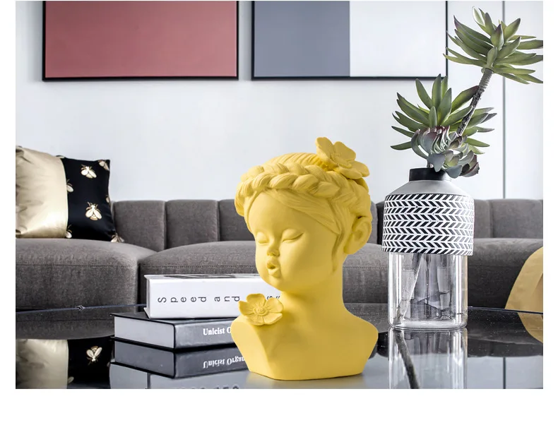 

Home Living Room Macaron Baby Face Statue Cabinet Decor Toy Nordic Modern Art Style Ceramic Home Accessories Great Gift