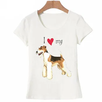 

I Love my Wire Fox Terrier t-shirt 2018 summer fashion women T shirt Woman short sleeve casual Tees lovely girl Tops