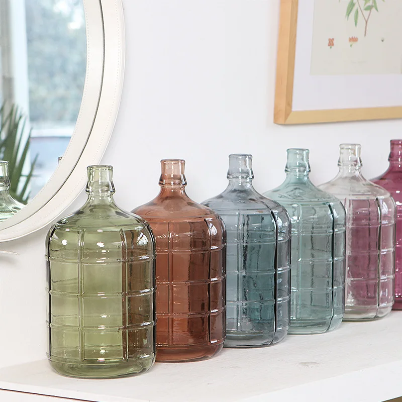 

Simple Creative Home Jars Shape Glass Vase Pastoral Style Fresh Grow in Water Container Multi-color Decoration Pattern Vase