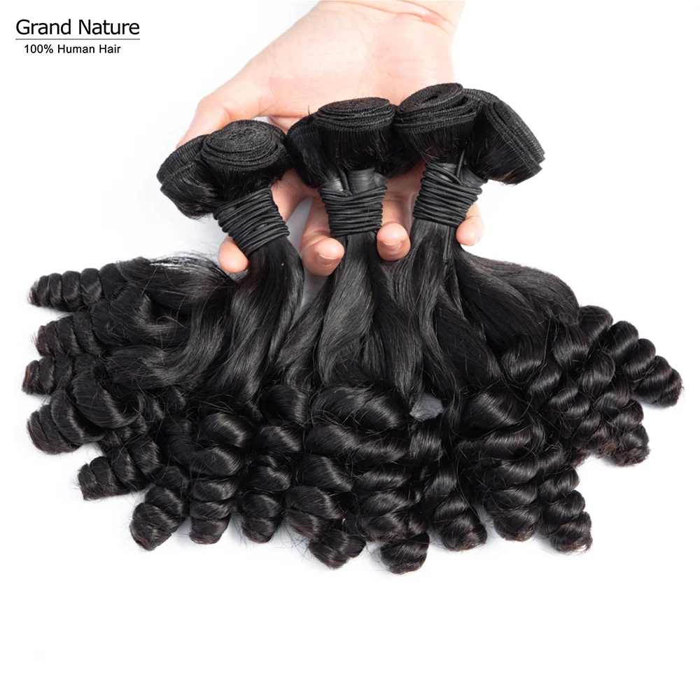 Double Drawn fumi curly brazilian virgin hair Weave Bundles 3/4 Human hair Extension Natural Color High Ratio can be bleach 613