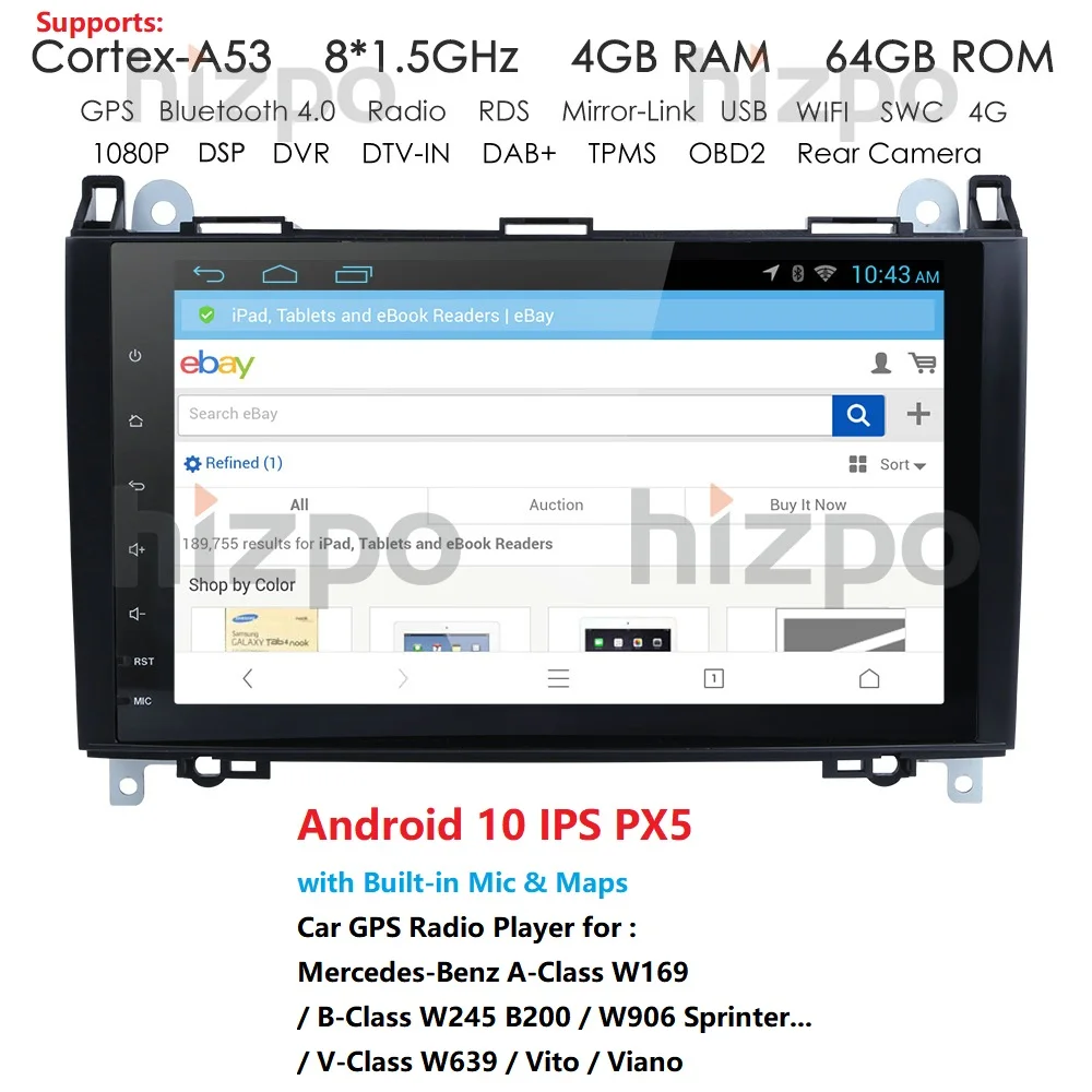 Android 10.0 Car multimedia Player Navigation GPS radio for Mercedes Benz B200 A B Class W169 W245 Viano Vito W639 Sprinter W906