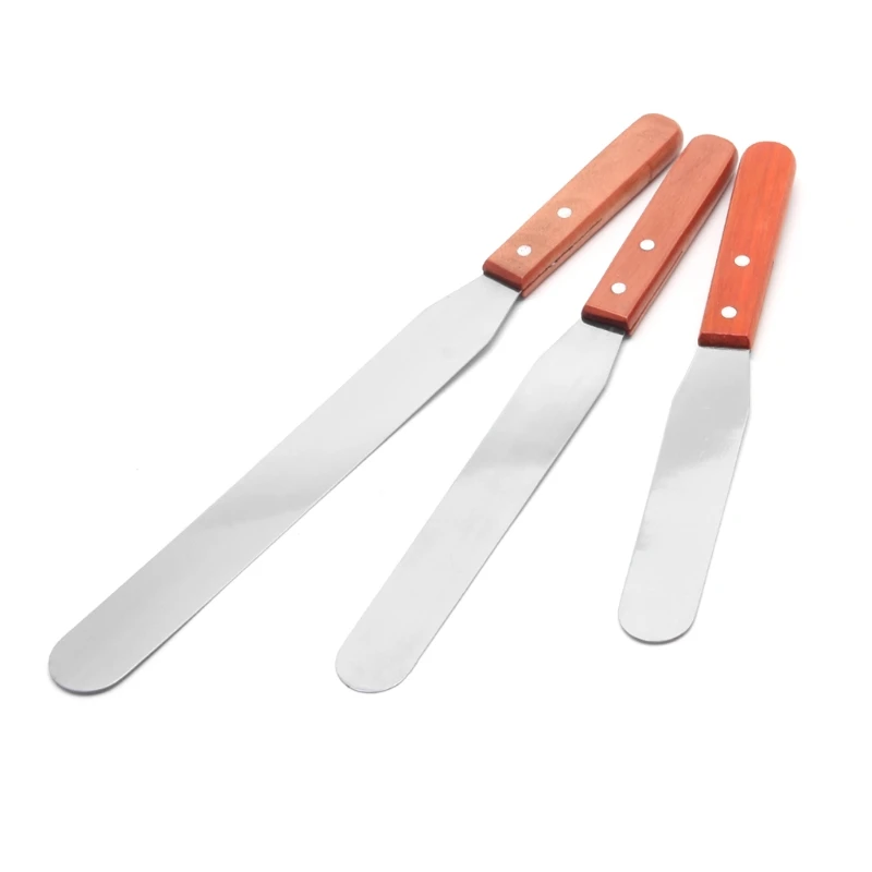 6/8/10" Straight Stainless Steel Butter Cake Cream Icing Knife Spatula Wood Handle | Дом и сад