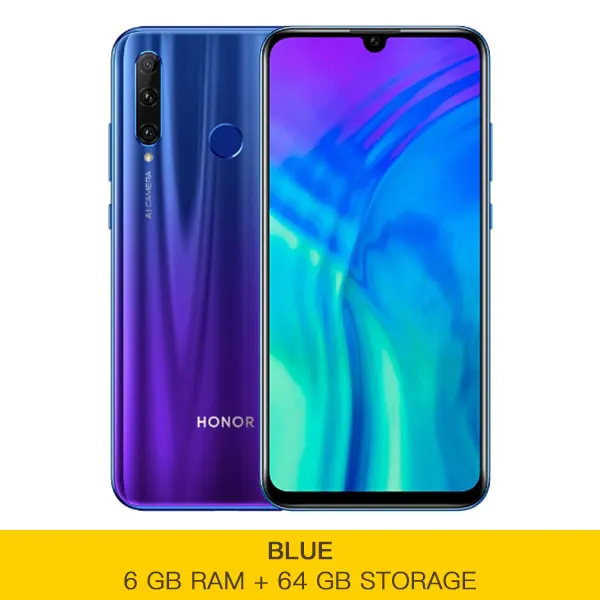 Honor 20i мобильный телефон Kirin 710 4 Гб 6 ГБ ОЗУ 64 Гб 128 ГБ 256 Гб ПЗУ Android 9,0 4G LTE 6,21 ''экран 32,0 МП распознавание лица - Цвет: 6G 64G Blue