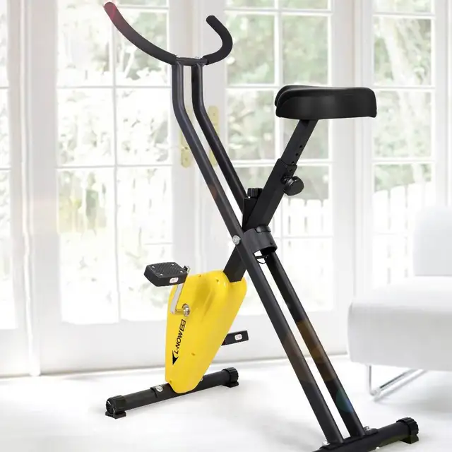 exerpeutic folding magnetic upright exercise bike with 300 lbs weight capacity