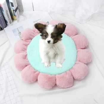 

Round Flower Dog Cat Mat Thickened Pet Soft Fleece Pad Blanket Bed Mat For Puppy Dog Cat Sofa Cushion Home Washable Keep Warm