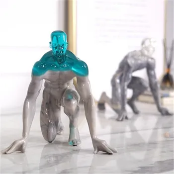 

Marble Texture Statue Athlete Home Decor Accessories Modern Ornaments Creative Table Statue Transparent Resin Desk A1741