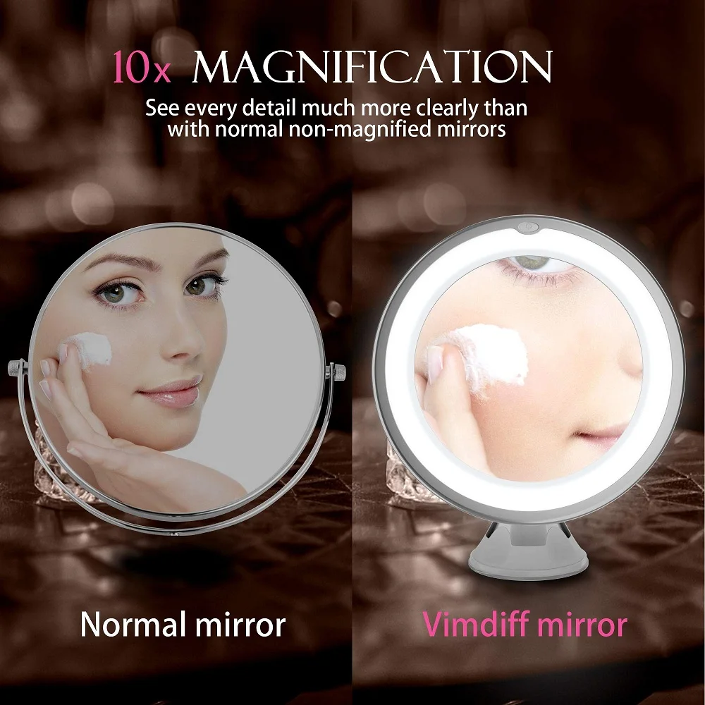 Вращение на 360 градусов 10х увеличительное зеркало для макияжа мое гибкое зеркало складное туалетное зеркало с светодиодный светильник инструменты для макияжа Прямая поставка