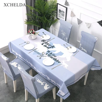 

Dining Table Cover Rectangular Carpet Waterproof Blue Modern Nordic Animal Linen Tablecloth Living room Eating Desk Table Cloth