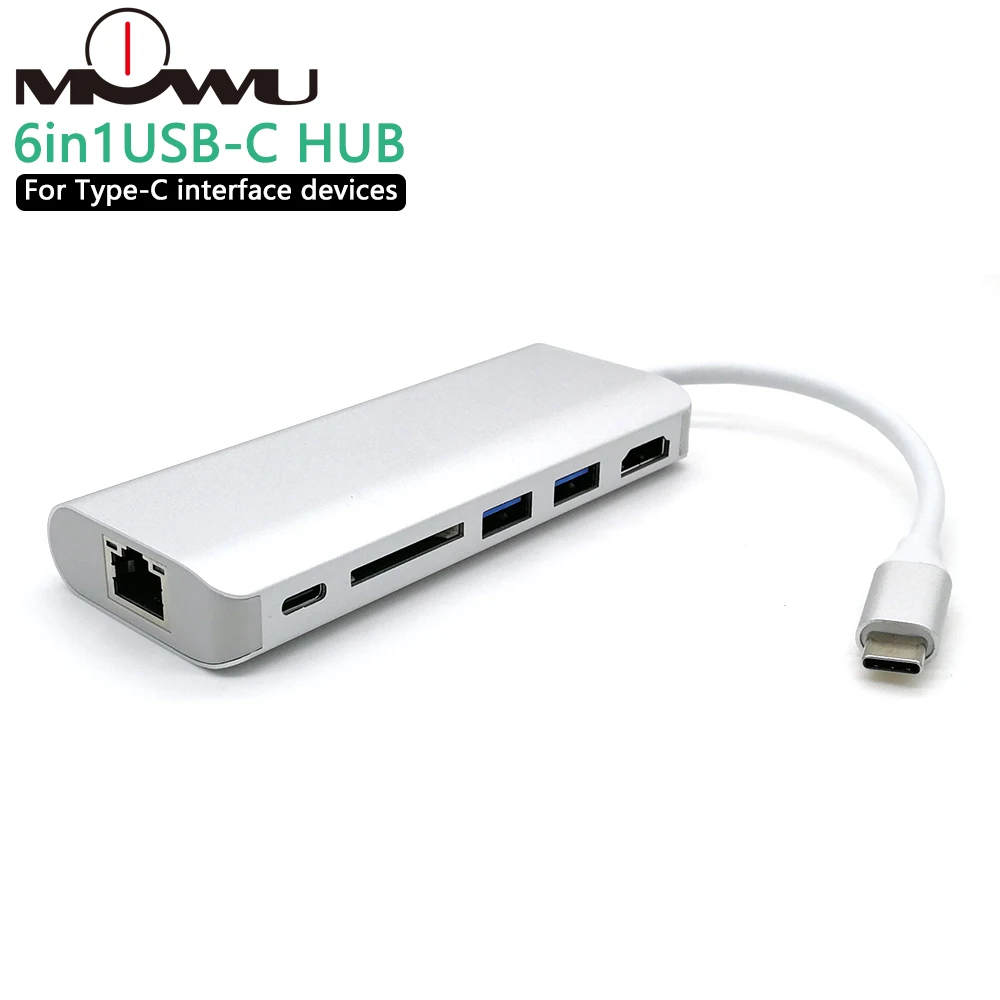 USB концентратор типа C к HDMI/USB 3,0/RJ45/SD/TF/type C адаптер конвертер для Macbook Pro Google Chromebook