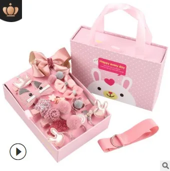 

20set/lot 18pcs/set DIY Multi Fabrics Children Hair Clips Princess Rubber Bands Hair Care & Styling Accessories Tools HA632