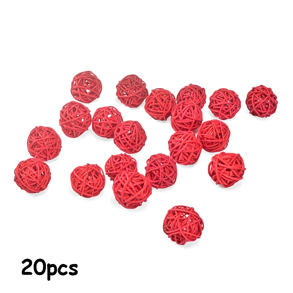 Red B-Смешанные 3 см/5 см 20 шт круглой формы Ротанговые шары Sepak Takraw для рождества, дня рождения, вечеринки и дома, свадебные украшения - Цвет: Red