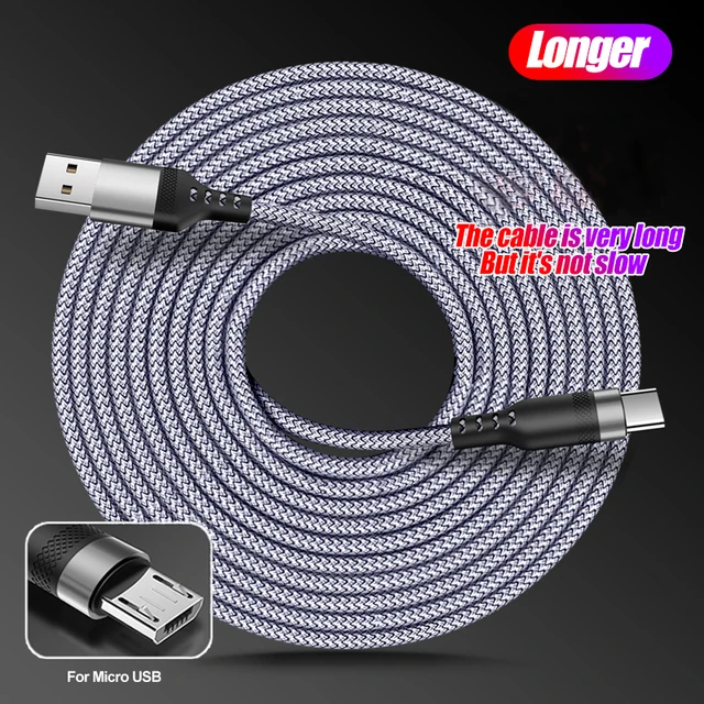 Long Fast Charging Cable Nylon Braided Tin Plated Copper For IOS/Android Phone Lightning/Type C/Micro USB Extra 5m/8m Cable data transfer cable Cables & Adapters