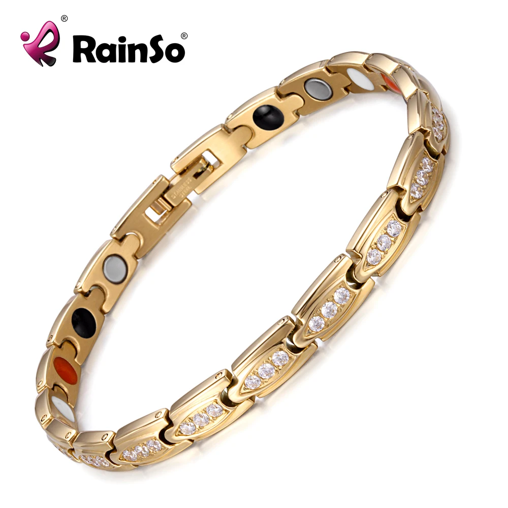 Модные золотые магнитные женские браслеты RainSo из нержавеющей стали элементы