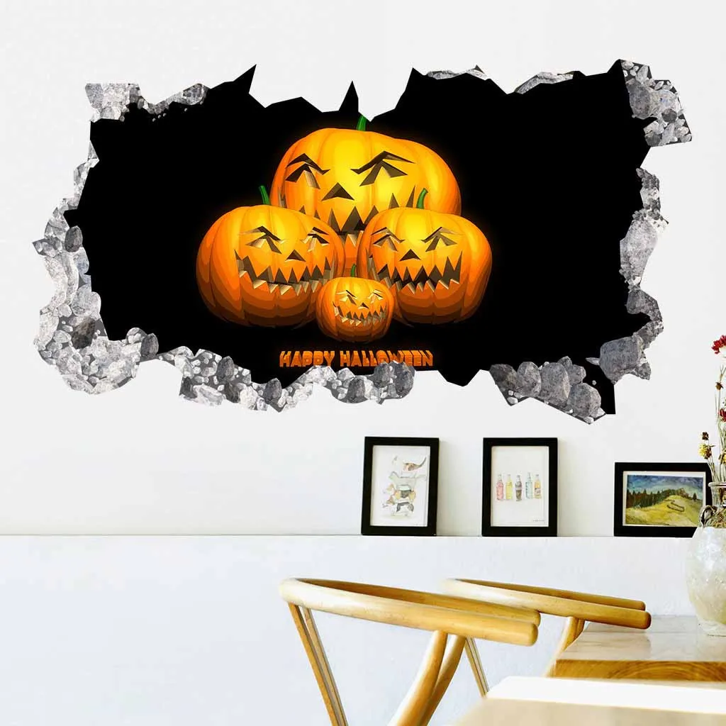 

Halloween Pumpkin 3D Broken kids Wall Sticker Floor Vinyl Removable Decal Home Decor Wall Sticker bedroom Wallpaper Living Room