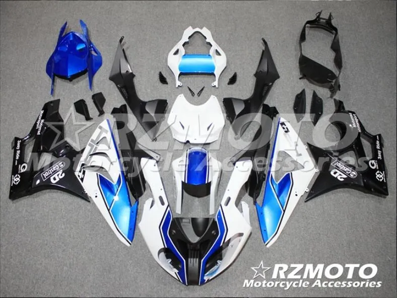 ABS литьевой формы мотоцикла полный обтекатель комплект подходит для S1000RR 2009- 09-14 Кузов Набор на заказ синий белый черный хороший