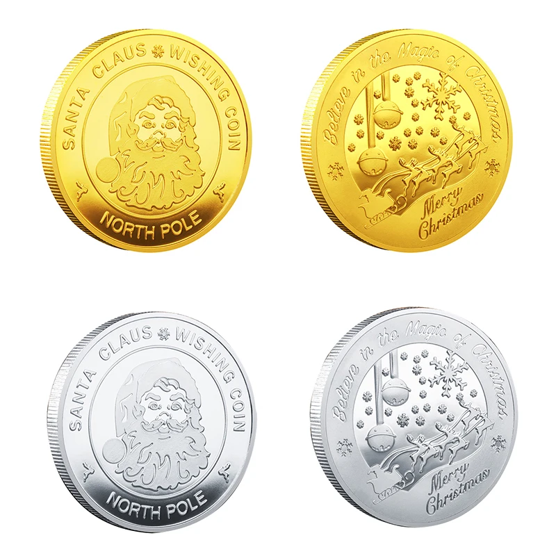 Santa Claus Commemorative Coins Three-dimensional Embossed Printing Metal Christmas Gifts Home Ornaments | Дом и сад