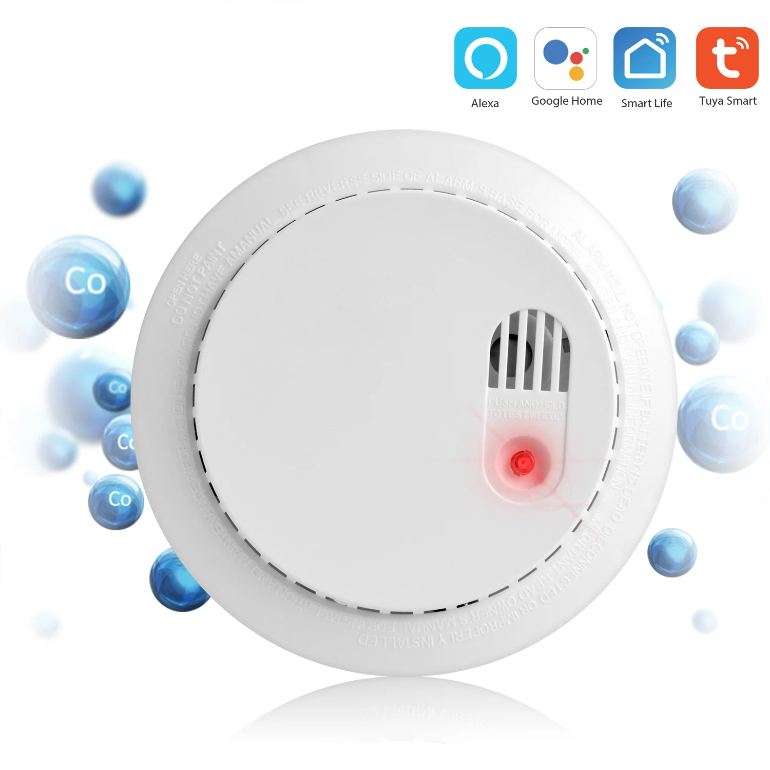 Tuya Wifi детектор угарного газа Wifi датчик дыма охранная сигнализация 85dB Предупреждение с приложением SmartLife/Tuya дистанционное управление