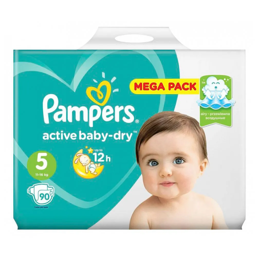 Pampers подгузники Active Baby-Dry, размер 5,(11-16 кг), 90 шт