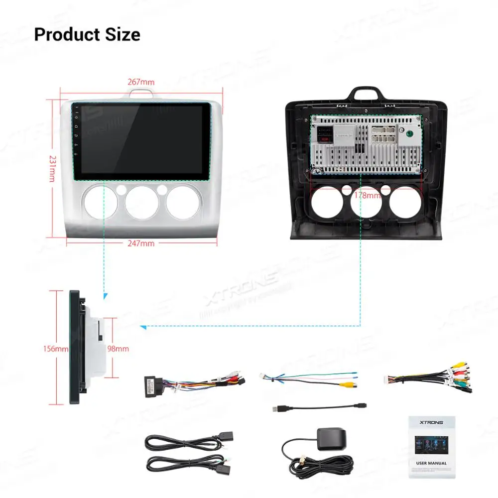 Excellent XTRONS 9"Android 9.0 IPS Screen Navigation Multimedia Player Built-in DSP Fit for Ford Mondeo MK 2 Exi MT 2004-2011 NO DVD 5