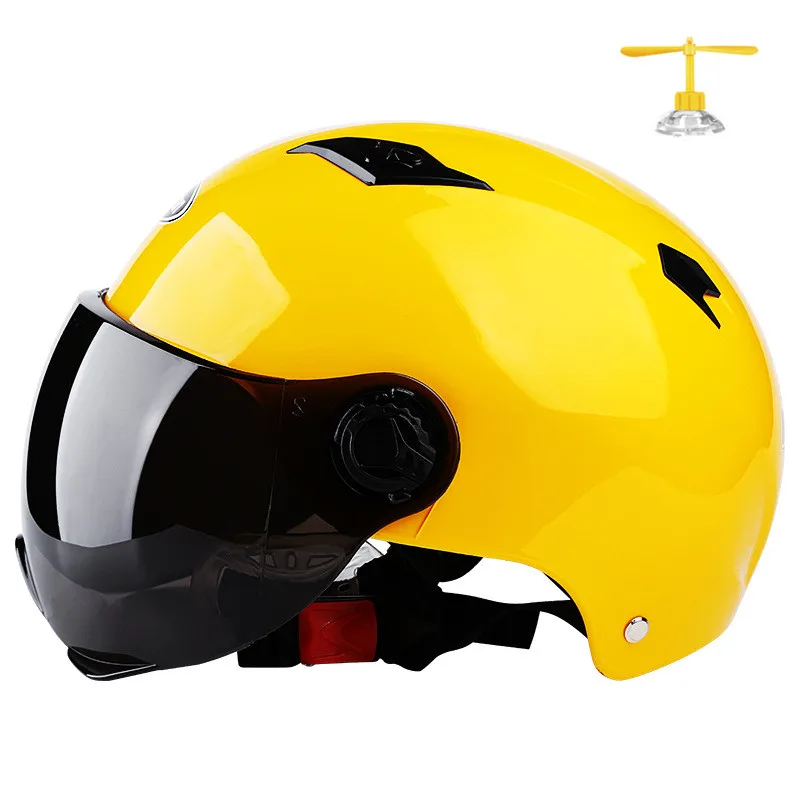 

Motorcycle Open Face Half Helmet Electric Bicycle Riding Helmet Unisex Breathable Sunscreen Summer Helmets with gift yellow