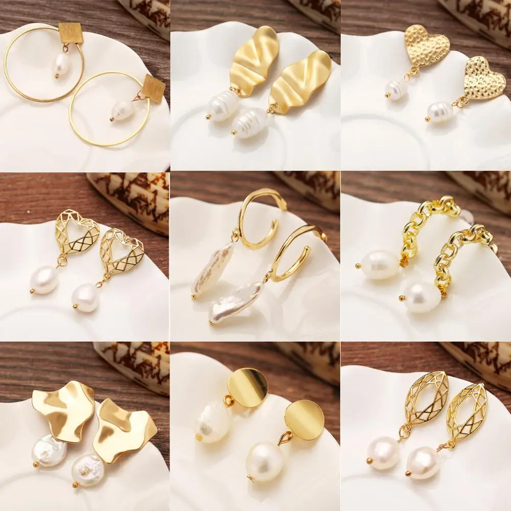 

30 New Design High quality Gold Drop Earrings 2019 fit Women Wedding Jewelry Fashion Irregular Freshwater Pearl Brincos Female