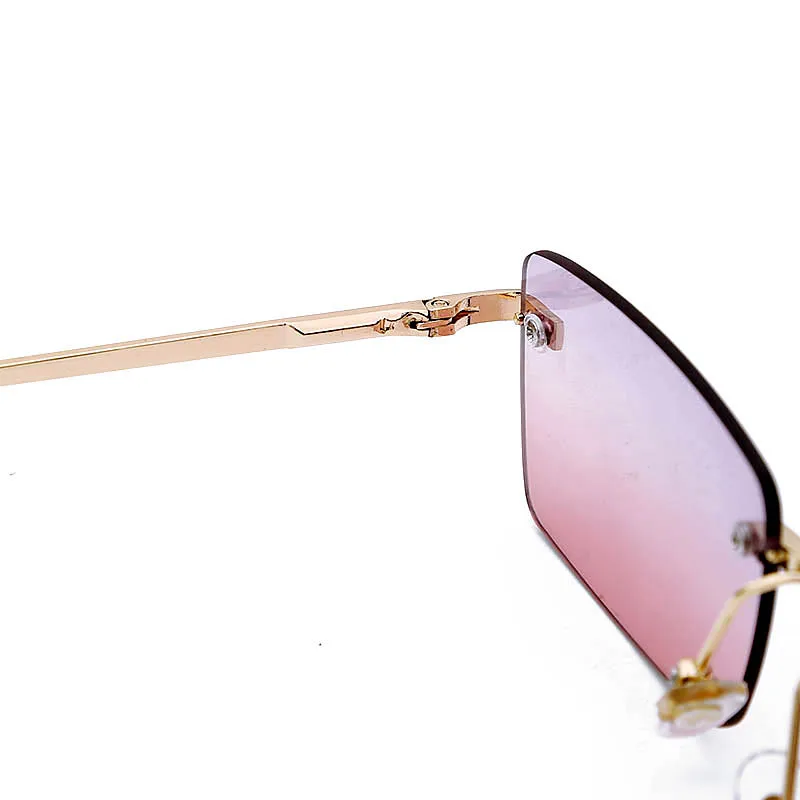 Винтажные прямоугольные Солнцезащитные очки женские кошачий глаз металлическая оправа Квадратные Солнцезащитные очки для мужчин унисекс вечерние розовые прозрачные линзы очки Новые