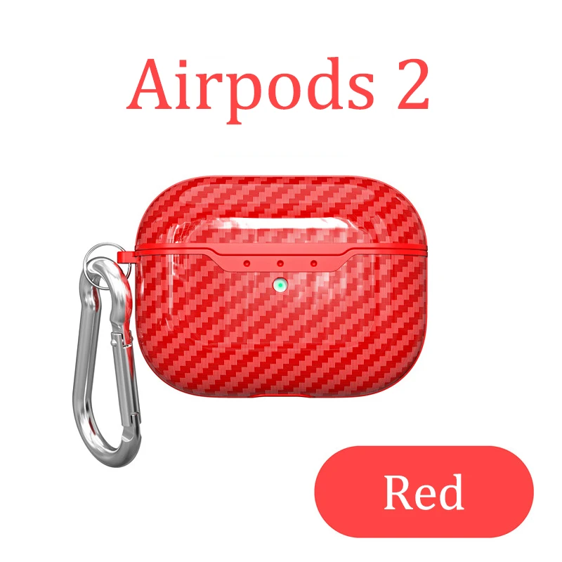 Airpods 2 (Red) Auroras чехол для Apple Airpods Pro с текстурой из углеродного волокна уникальный протектор для наушников для Airpods 1 2 Чехол - Цвет: Airpods 2 (Red)